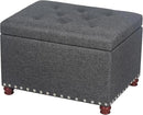 Joveco Storage Ottoman Linen Tufted Bench with Rivet, Rectangular Footrest Stool Coffee Table Seat for Living Room Bedroom, Grey by CozyNest Decor