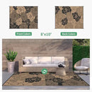 GENIMO Outdoor Rug Waterproof for Patio Decor, 8' x 10' Reversible Plastic Straw Floral Camping Carpet, Large Area Rugs Mats for RV, Camper, Deck, Balcony, Porch, Beach, Picnic, Mix-Black & Brown by CozyNest Decor