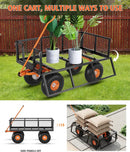 Heavy Duty Steel Garden Cart, 500 LBS Capacity 3 in 1 Pullable Garden Wagon with 10" Wheels, for Gardening Soil, Tools, and Plant Transport by GreenHaven Gardens
