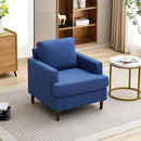 Mid-Century Accent Chair,Modern Linen Fabric Armchair for Living Room,Comfy Upholstered Reading Accent Chairs for Bedroom,Single Sofa Chair with Wood Legs (Blue, 1 Pack) by CozyNest Decor
