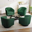 Swivel Barrel Accent Chair, Modern Round Corduroy Fabric Arm Chair for Living Room, Bedroom, Comfy Club Reading Chairs for Adults (Corduroy Dark Green, Set of 4) by CozyNest Decor