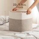 joybest Cube Storage Bins Set of 4, 11inch Cube Baskets Organizer for Nursery, Square Cotton Rope Baskets for Shelves Organizing, Kids Toy, Closet Storage, Brown and Cream White by TinyTreasures Baby Boutique