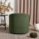 KINWELL 32" Wide Modern Boucle Swivel Barrel Chair, No Assembly Round Upholstered Swivel Accent Armchair for Living Room, Bedroom, Office (Green) by CozyNest Decor