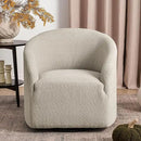 KINWELL 32" Wide Modern Boucle Swivel Barrel Chair, No Assembly Round Upholstered Swivel Accent Armchair for Living Room, Bedroom, Office (Oatmeal) by CozyNest Decor
