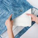 Linen Hanging Laundry Bag, 100% Linen Leaf Print Over The Door Laundry Hamper with Buttons and Zipper, Space Saving Door Hampers for Laundry Dirty Clothes Home Travel, Blue, 19.7x27.5inches by CozyNest Decor