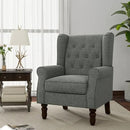 Accent Chair, Upholstered Armchair with Button Tufted High Back & Solid Wood Legs, Comfy Wingback Reading Single Sofa Chair for Small Spaces, Living Room, Bedroom (Grey, Set of 1) by CozyNest Decor