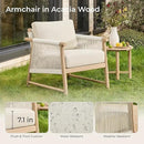 CHITA Boho Patio Rattan Chair, Outdoor Wicker Chair with 7.1″ Thickened Cushions Acacia Wood Frame(Cream) by CozyNest Decor