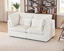 Oversized Modular Sofa, Extra Deep Cloud Corduroy Sectional Couch with Ottoman Chaise, Fluffy Corduroy 2 Seater Sofa Bed for Living Room, Villa (Loveseat Sofa, Corduroy White) by CozyNest Decor