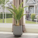 Kante 15.3" Dia Round Concrete Planter, Outdoor Indoor Large Plant Pots Containers with Drainage Hole and Rubber Plug for Home Garden Patio, Gray Concrete by GreenHaven Gardens