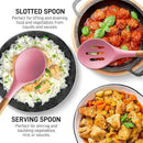Zulay Kitchen Non-Stick Cooking Utensils Set with Authentic Acacia Wood Handles – 5-Piece Durable & Stylish Silicone Kitchen Utensils Set – Heat Resistant to 464°F – Pink by CozyNest Decor