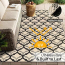 OLANLY Reversible Outdoor Rug 5x8 ft Clearance, Waterproof Outdoor Plastic Straw Rug with Interlacing Pattern, RV Mat for Patio, Camping, Balcony, Deck, Backyard, Black & Beige by CozyNest Decor