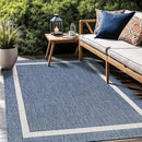 Bordered Outdoor Rug 8x10 Washable Outside Carpet for Indoor Patio Porch Waterproof Easy Cleaning Non Shedding Area Rugs Blue 8 x 10 by CozyNest Decor