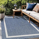 Bordered Outdoor Rug 5x7 Washable Outside Carpet for Indoor Patio Porch Waterproof Easy Cleaning Non Shedding Area Rugs Blue 5 x 7 by CozyNest Decor