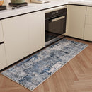Runner Rug 2'6''x8' Hallway Washable Boho Soft Area Rug Abstract Pattern Non-Slip Faux Wool Vintage for Kitchen, Entryway, Laundry, Bedroom, Blue by TinyTreasures Baby Boutique