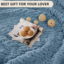 L'AGRATY Chunky Knit Blanket Throw: 60''x80'' Chenille Chunky Knitted Throw Blanket for Bed Couch - Handmade Thick Big Cable Knit Blanket - Large Crochet Rope Blanket for Home Decor(Airy Blue) by CozyNest Decor
