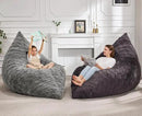 Hobestluk 3 in 1 Bean Bag Chair Giant Bean Bag Chairs for Adults with Plaid Cover Convertible Bean Bag Floor Cushion with Machine Washable Cover for Living Room (Plaid Dark Grey) by CozyNest Decor