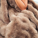 RYNGHIPY Faux Rabbit Fur Throw Blanket Ruched Plush Fuzzy Blanket for Couch Bed Sofa Heavy Warm Comfy Throws for Living Room Bedroom Machine Washable (Solid Brown, 51''x63'') by CozyNest Decor