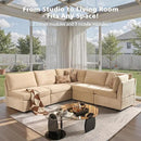 Modular Sectional Sofa with Chaise U Shaped Sectional Couch for Living Room, 5-Seater Comfy Cloud Couches, Plush Corduroy, Beige by CozyNest Decor