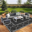GENIMO 10 ' x 14 ' Outdoor Rug Waterproof for Patio Decor, Foldable Reversible Plastic Straw Area Rugs Mat for Camper, Outside Carpet for Rv, Deck, Porch, Picnic, Beach, Balcony, Black & Grey by GreenHaven Gardens