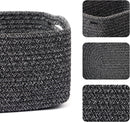 Small Storage Baskets for Organizing | Closet Organizer Bins | Shelf Toy Basket | Woven Rope Baskets | Cube Decorative Box | Shallow Basket | 13x8.5x5.1” | 4 Packs Dark Gray by GreenHaven Gardens