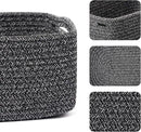 Small Storage Baskets for Organizing | Closet Organizer Bins | Shelf Toy Basket | Woven Rope Baskets | Cube Decorative Box | Shallow Basket | 13x8.5x5.1” | 3 Packs Dark Gray by CozyNest Decor