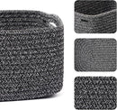 Small Storage Baskets for Organizing | Closet Organizer Bins | Shelf Toy Basket | Woven Rope Baskets | Cube Decorative Box | Shallow Basket | 13x8.5x5.1” | 3 Packs Dark Gray by TinyTreasures Baby Boutique