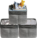 SIMPLE HOUSEWARE Large Fabric Storage Bin, 14.4" x 10" with Handles, 3-Pack, Foldable Organizer for Closet and Shelf, Dark Gray by CozyNest Decor