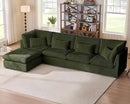 Oversized Modular Sofa, Extra Deep Cloud Corduroy Sectional Couch with Ottoman Chaise, Fluffy Corduroy 5 Seater Sofa Bed for Living Room, Villa (L Shape 5 Seater, Corduroy Green) by CozyNest Decor