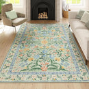 Wonnitar Washable Floral 6x9 Rug, Soft Green Area Rug Boho Non Slip Dining Room Carpet, Non-Shedding Flower Floor Carpets for Kids Bedroom Living Room Dorm Playroom by TinyTreasures Baby Boutique