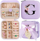 AYGXU Travel Jewelry Box for Women and Girls - Small Case With Initial A-Z - Teacher Gifts by TinyTreasures Baby Boutique