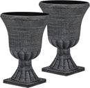 22" Timeless Urn Planters for Outdoor Plants, Set of 2 Plastic Large Flower Pot with Handmade Washed Black Finish, Weather-Resistant for Porch, Garden, Patio or Indoor Use by CozyNest Decor