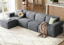LINSY HOME Modular Sectional Sofa, 134" Boneless Couch L Shaped 4-Seat Sofa with Movable Ottoman, Corduroy Sectional Cloud Couches for Living Room, No Assembly Required, Bluish Grey by CozyNest Decor