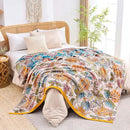Boho Throw Blanket for Bed, 100% Cotton Soft Rustic Quilt Fall Blanket, 50"x60" Floral Printed Farmhouse Decor Bed Blankets, All Season Rustic Reversible Bohemian Throw Quilt by CozyNest Decor