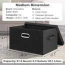 Medium 15" 21 Quart Collapsible Stackable Storage Bins with Lids, 1 Pack Black Foldable Fabric Closet Storage Boxes with Lids, 4 Handles Heavy-duty Linen Cube Baskets for Bedroom by CozyNest Decor