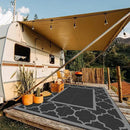 GENIMO 10 ' x 14 ' Outdoor Rug Waterproof for Patio Decor, Foldable Reversible Plastic Straw Area Rugs Mat for Camper, Outside Carpet for Rv, Deck, Porch, Picnic, Beach, Balcony, Black & Grey by CozyNest Decor
