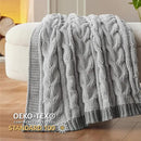 Bedsure Cable Knit Throw Blanket for Couch Bed - Breathable Chenille Chunky Knit Throw Blanket for Decorative Gift, GentleSoft Cozy and Warm for Winter and All Seasons, Grey, 50x60 Inches by CozyNest Decor