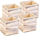 Wooden Planter Box, Rustic Whitewash with Plastic Liner l Garden Decor l Restaurant and Wedding Decorations l Wedding Bouquets, Table Centerpiece (5x5 Set of 4, Whitewash) by GreenHaven Gardens