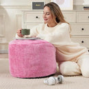 Round Storage Ottoman Bench 20"x15" Round Ottoman Cover with Foam Floor Chair Farmhouse Puff Ottom Pouf Stool for Bedroom Soft Large Pouf Ottom Purple Foot Stool Ottom for Accent Chair by CozyNest Decor