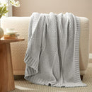 Amélie Home Chenille Knit Throw Blanket for Couch, Chevron Texture Decorative Soft Blanket for Sofa, Bed & Chair, 60"x80", Light Grey by CozyNest Decor