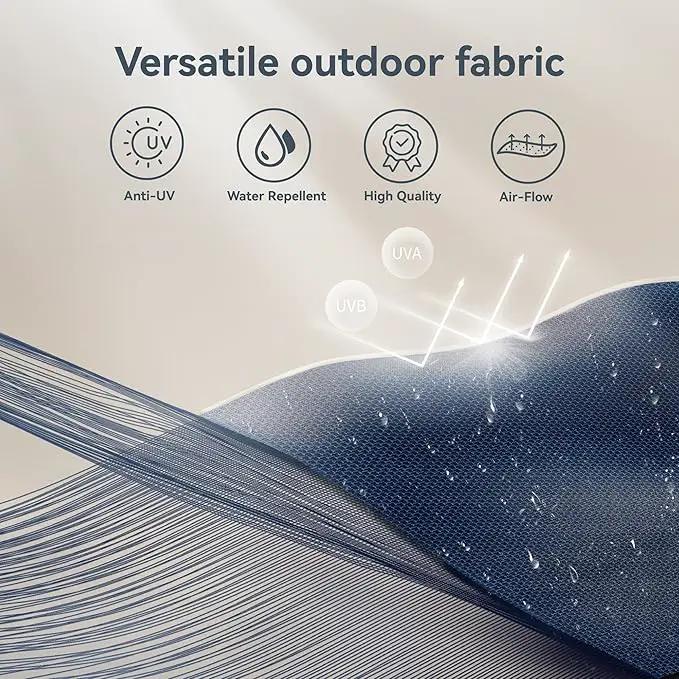 PHI VILLA 10ft Outdoor Patio Umbrellas for Outside, 3 Tier Vented Market Table Umbrella Windproof for Backyard, Deck, Garden, 1.5" Pole, Dark Blue（No Base）, photo 7 of 8