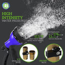 J&B XpandaHose 100ft Expandable Garden Hose with Holder - Heavy Duty Superior Strength 3750D - 4 -Layer Latex Core - Extra Strong Brass Connectors and 10 Spray Nozzle w/Storage Bag (Blue 100) by GreenHaven Gardens