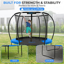 SereneLife 8FT 10FT 12FT 14FT Outdoor Trampoline for Kids - Recreational Backyard Trampoline with Curved Safety Poles and Net Enclosure- ASTM Approval for Kids Adults by TinyTreasures Baby Boutique