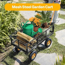 VIVOHOME Heavy Duty 550 Lbs Capacity Mesh Steel Garden Cart Folding Utility Wagon with Removable Sides (Black) by GreenHaven Gardens