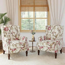 Lumibee Wingback Accent Chair, 2 Set High Back Floral Armchairs in Fabric,Comfy Upholstered Reading Single Sofa Chairs with Solid Wood Legs for Living Room,Bedroom,Office-Floral Beige by CozyNest Decor