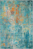 Washable Area Rugs 7'x9' Non-Slip Modern Abstract Soft for Living Room Entryway Bedroom Nursery, Print Pattern, Teal Blue Green Orange Rust Red Colorful by TinyTreasures Baby Boutique