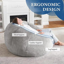 Hobestluk Bean Bag Chairs Large Bean Bag Couch for Adults Stuffed Sofa Chair Comfy Giant Bean Bag Chair with Spacious Design for Reading, Playing or Relaxing (Grey) by CozyNest Decor