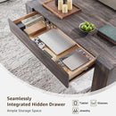 OKD 48" Modern Farmhouse Coffee Table, Wooden Living Room Table with Hidden Storage Drawer, Rustic Rectangular Center Tables w/Wood Thick Design for Living Room, Office, Dark Rustic Oak by CozyNest Decor