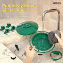 iBorn Bird Feeders for Outdoors, 2LB Metal Bird Feeders 17cm Large Roof &Tray, 4 Feeding Ports, Green Finish by CozyNest Decor