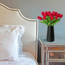 Mandy's Artificial Tulips 20 Stems Hot Pink PU Faux Flowers for Wedding Home Decor 13.5 Inch by CozyNest Decor