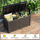 150 Gallon Resin Outdoor Deck Box Waterproof Patio Furniture, Garden Tools, Cushions, Pool Accessories Outside Storage (Black, 150 Gallon) by GreenHaven Gardens
